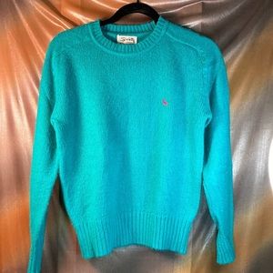 Vintage 1980’s Society teal sweater with horse logo. Acrylic 40” chest 209